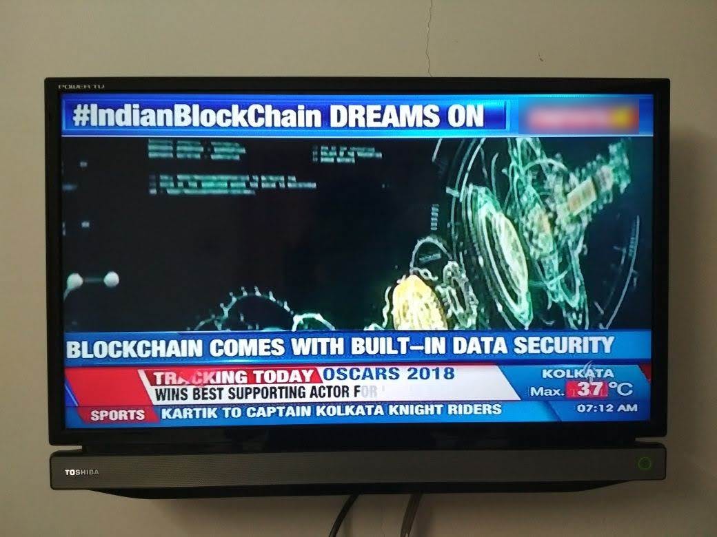 Television report about blockchain in India